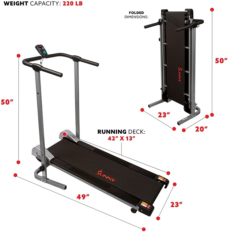 SF-T1407M Foldable Manual Walking Treadmill dimensions