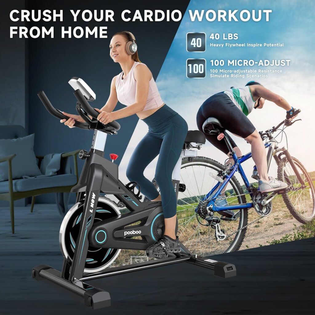 Exercise Bike, Magnetic Stationary Bike for Indoor Cycling, Cycle Bike for Home Gym, Silent Belt Drive Indoor Bike w/Comfortable Seat Cushion