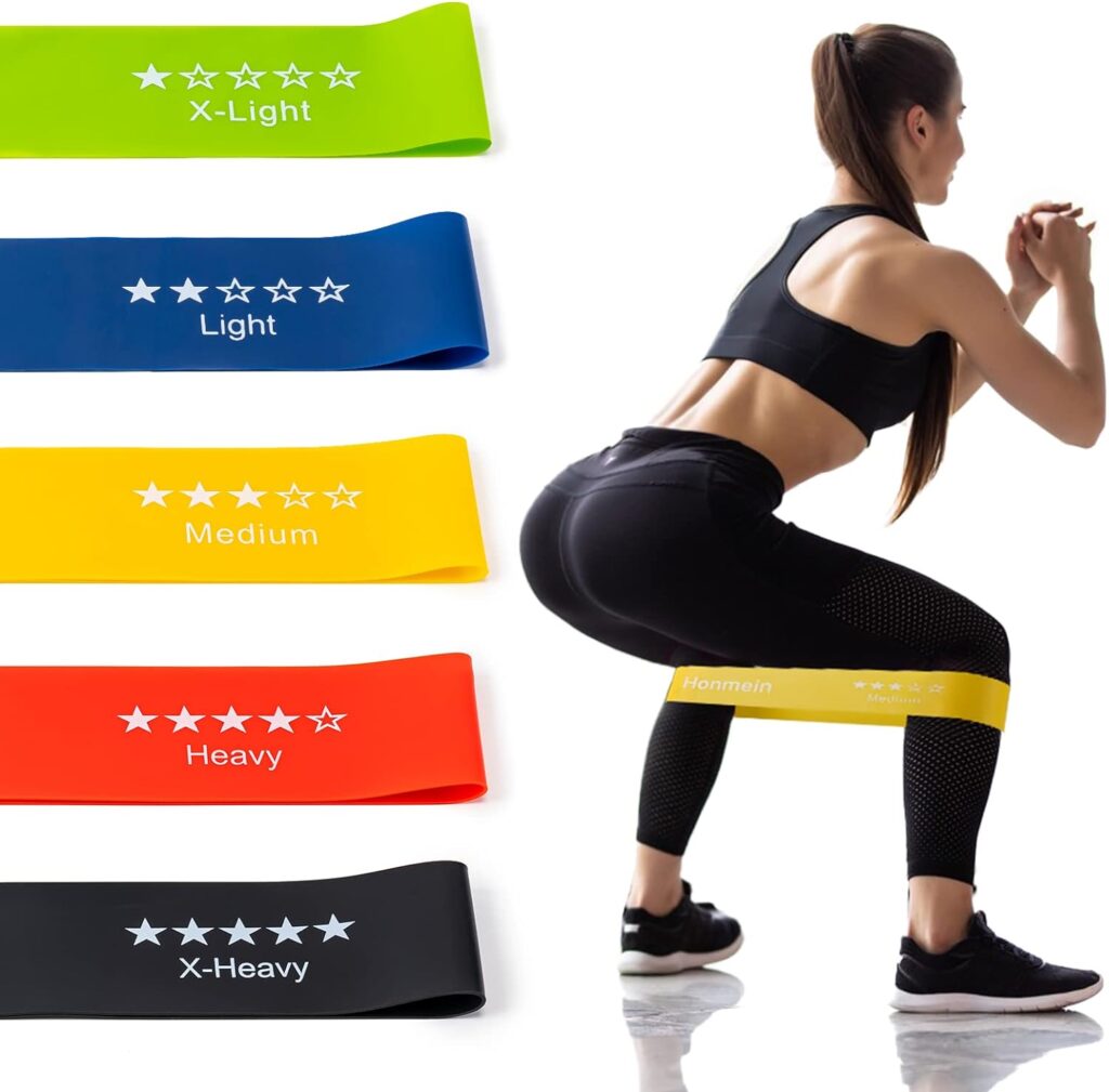 Honmein Resistance Bands for Working Out, Exercise Bands with 5 Resistance Levels Fit for Home Fitness, Strength Training, Natural Latex Resistance Band Include Instruction Guide and Carry Bag.…