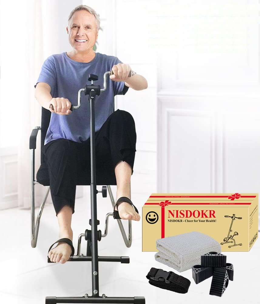 Pedal Exerciser Bike Hand Arm Leg and Knee Peddler Adjustable Fitness Equipment for Seniors, Elderly Home Pedal Exercise Bike for Total Body, with Gift Box