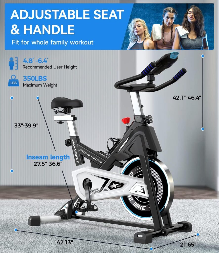 Pooboo Magnetic Exercise Bike Stationary, Indoor Cycling Bike with Built-In Bluetooth Sensor Compatible with Exercise bike apps Ipad Mount, Comfortable seat and Slant Board, Silent Belt Drive, 350LBS Weight Capacity (D626-S)