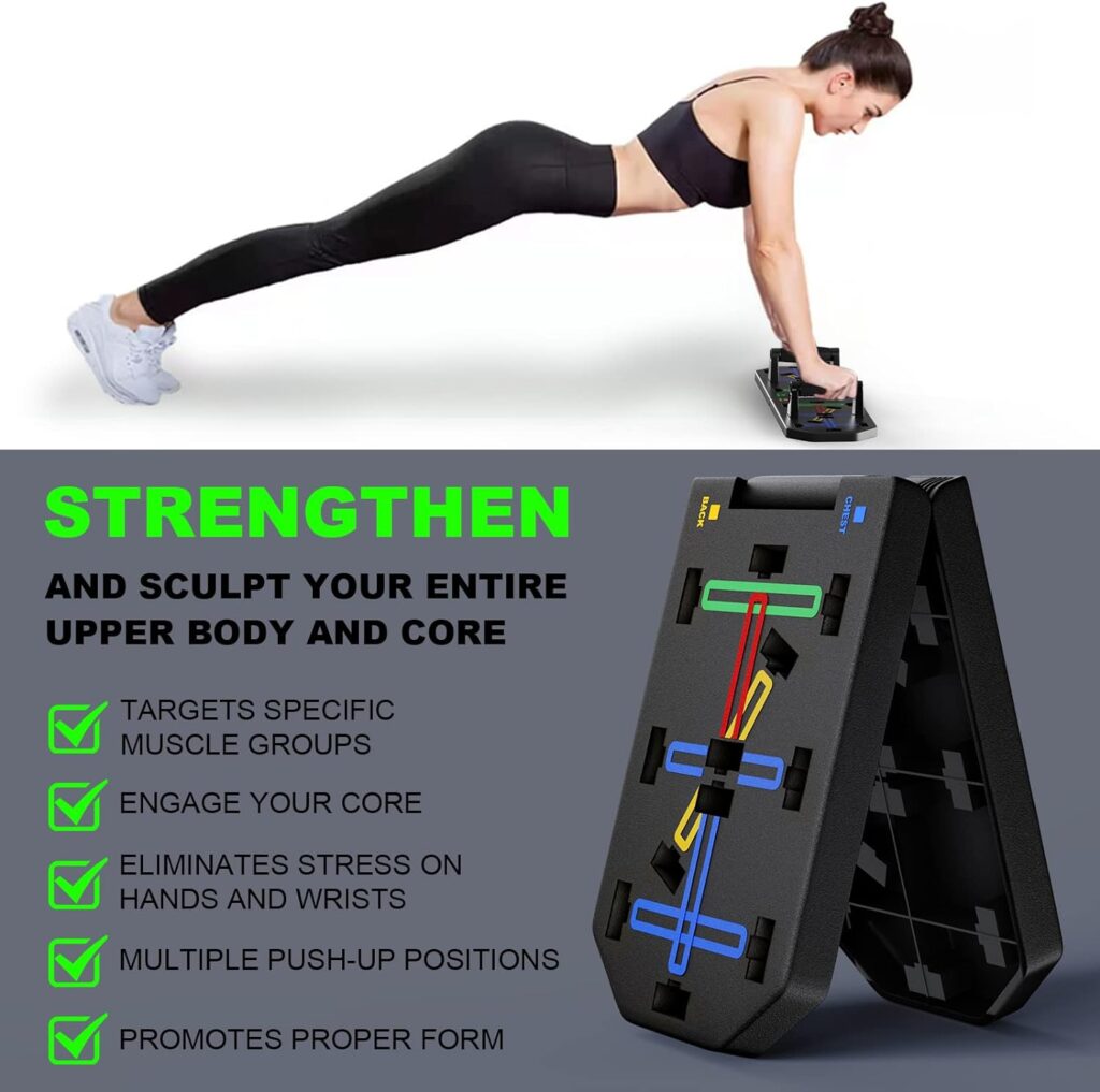 Push up Board Color Coded with Push up Handles for Floor, Workout Equipment set Pefect for Men Women Home Gym Strength Training Equipment