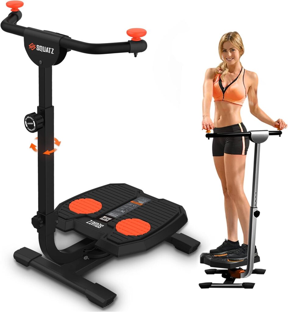 SQUATZ Twist and Shape Foldable Ab Exercise Machine, Double Pully Design Anti-Skid Handle Spin Plates, Targets Lower Body, Stomach, Gut, Glutes, Buttocks, Hips, Waist, Thighs  More