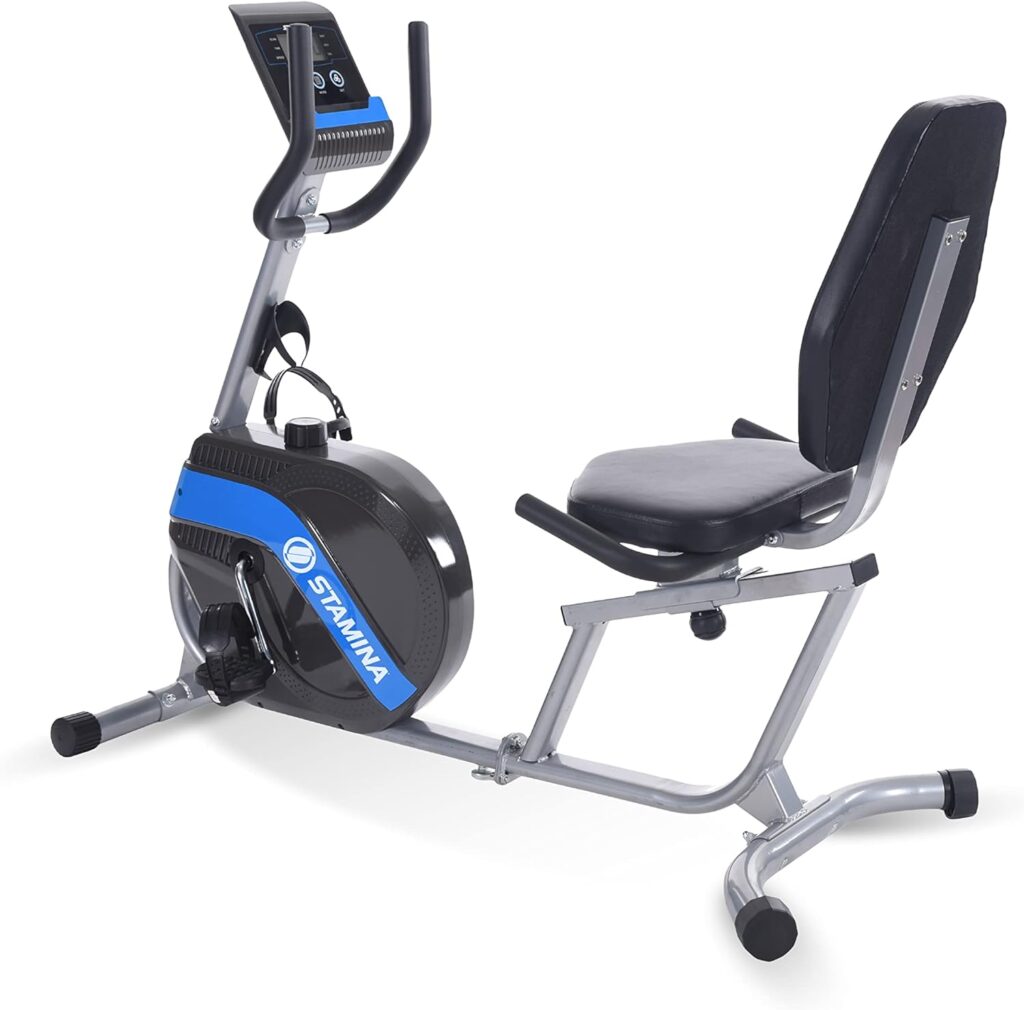 Stamina Recumbent Exercise Bike 345 - Exercise Bike with Smart Workout App - Recumbent Exercise Bike for Home Workout - Up to 300 lbs Weight Capacity