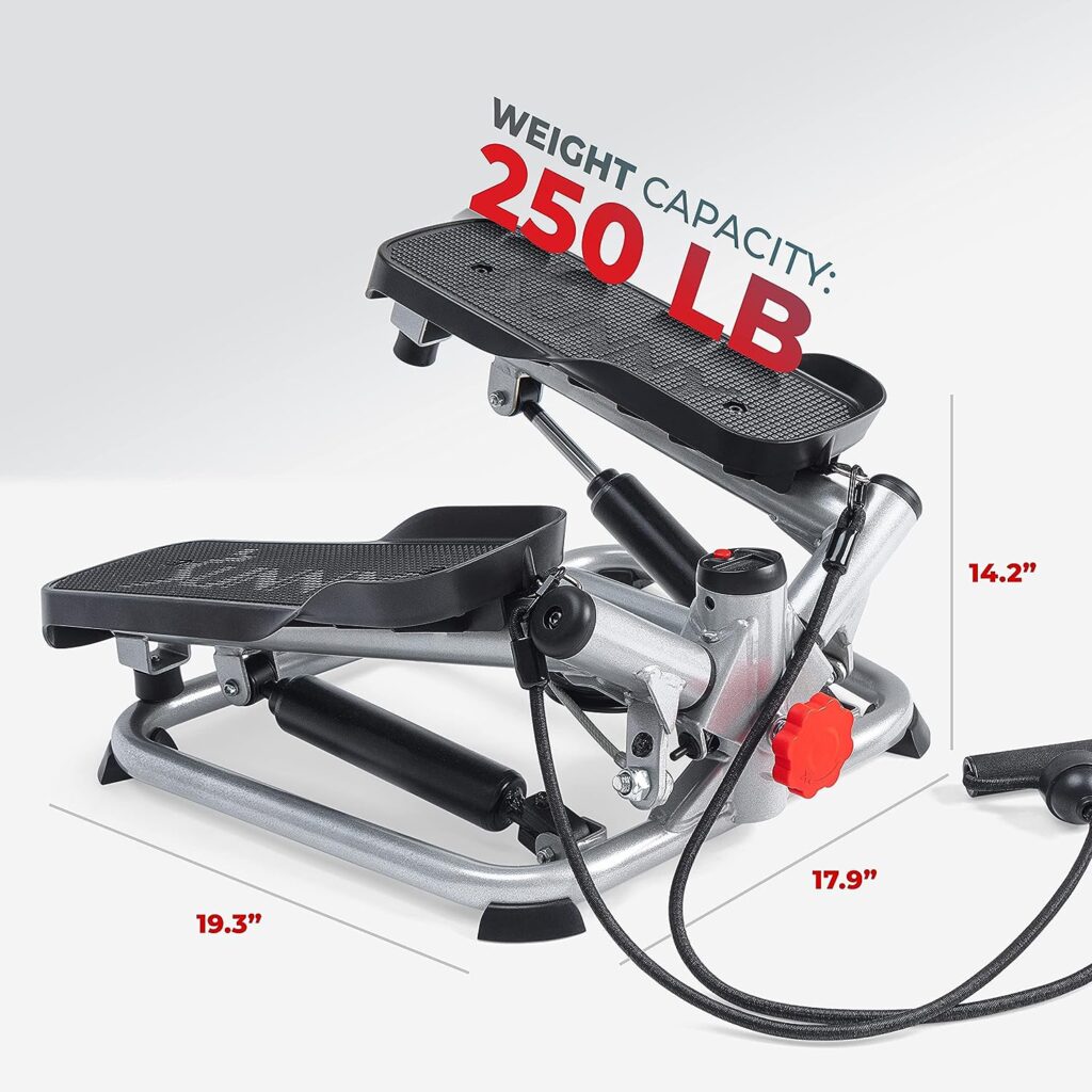Sunny Health  Fitness Twist Stepper Machine with Resistance Bands