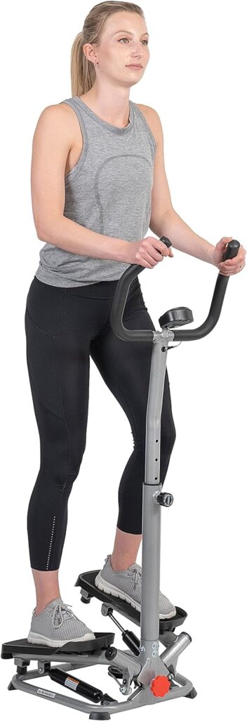 Sunny Health  Fitness Twisting Stair Stepper Machine with Handlebar and Digital Display