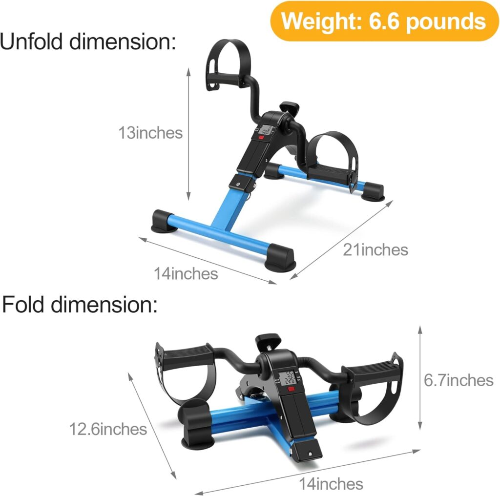 Folding Exercise Bike Pedal Exerciser Portable Desk Bike with LCD Display for Arms and Legs Workout