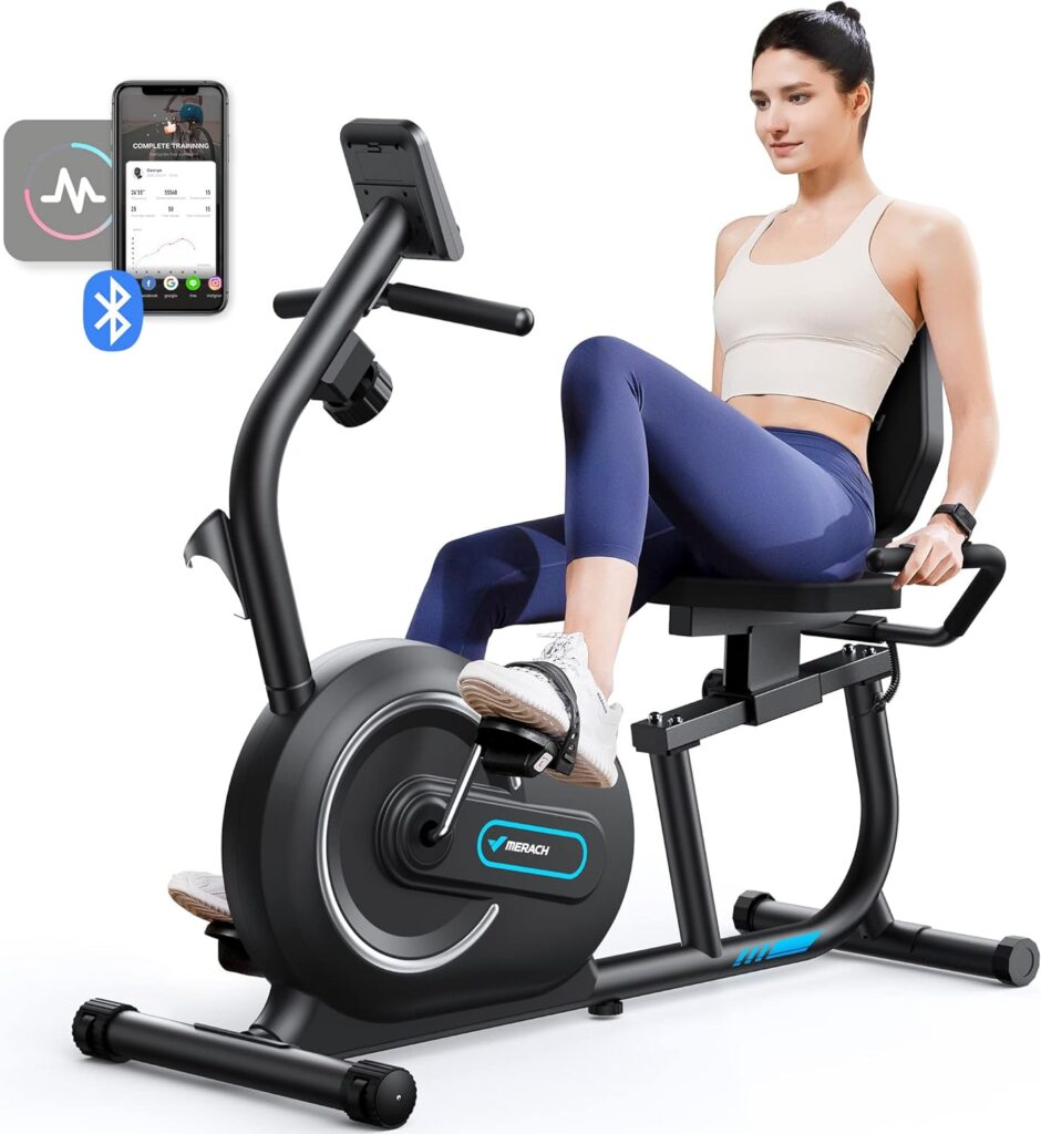 MERACH Recumbent Exercise Bike for Home with Smart Bluetooth and Exclusive App Connectivity, LCD, Heart Rate Handle, Magnetic Recumbent Bikes S08/S19