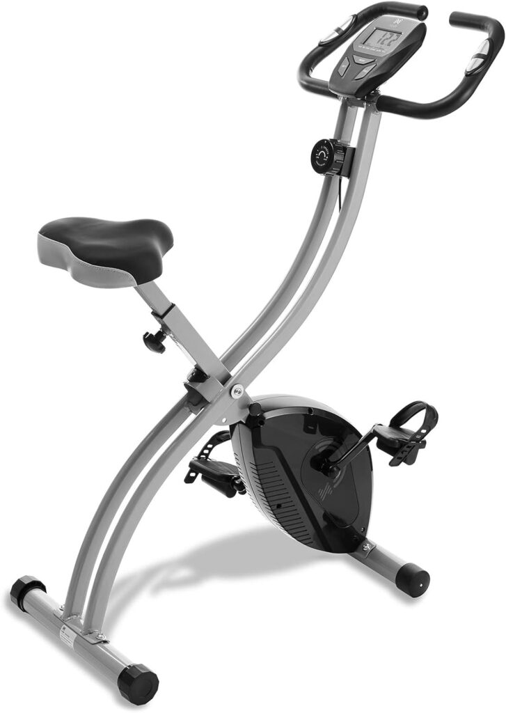 Node Fitness Indoor Cycling Bike - Folding, Upright Stationary Exercise Cycle with Magnetic Resistance