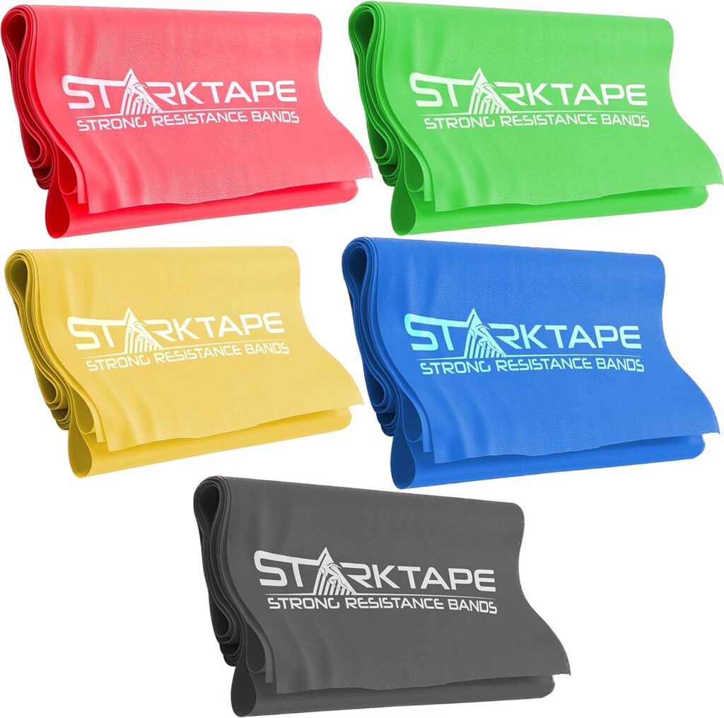 Starktape Resistance Bands Set. 5 Pack Non-Latex Physical Therapy, Professional Elastic Band. Perfect for Home Exercise, Workout, Strength Training, Yoga, Pilates, Rehab or Gym Leg Upper, Lower Body