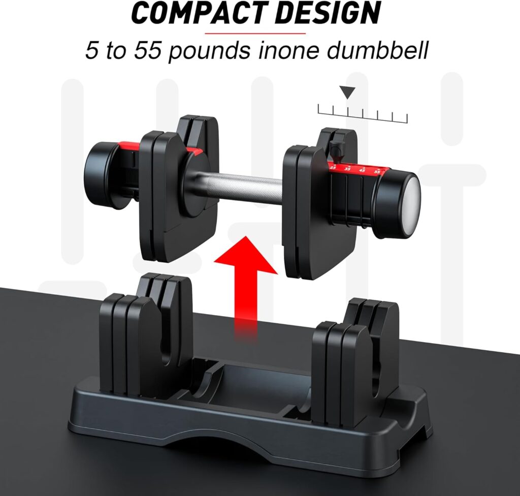 Adjustable Dumbbells Set, 55LB Single Dumbbell Weights, 6 in 1 Free Weights Workout Equipment with Anti-Slip Metal Handle, Exercise Equipment for Home Gym Workouts