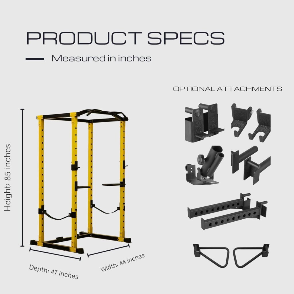 HulkFit Pro Series 2.35 x 2.35 Power Cage and Squat Rack for Home and Garage Gym - Multi Color