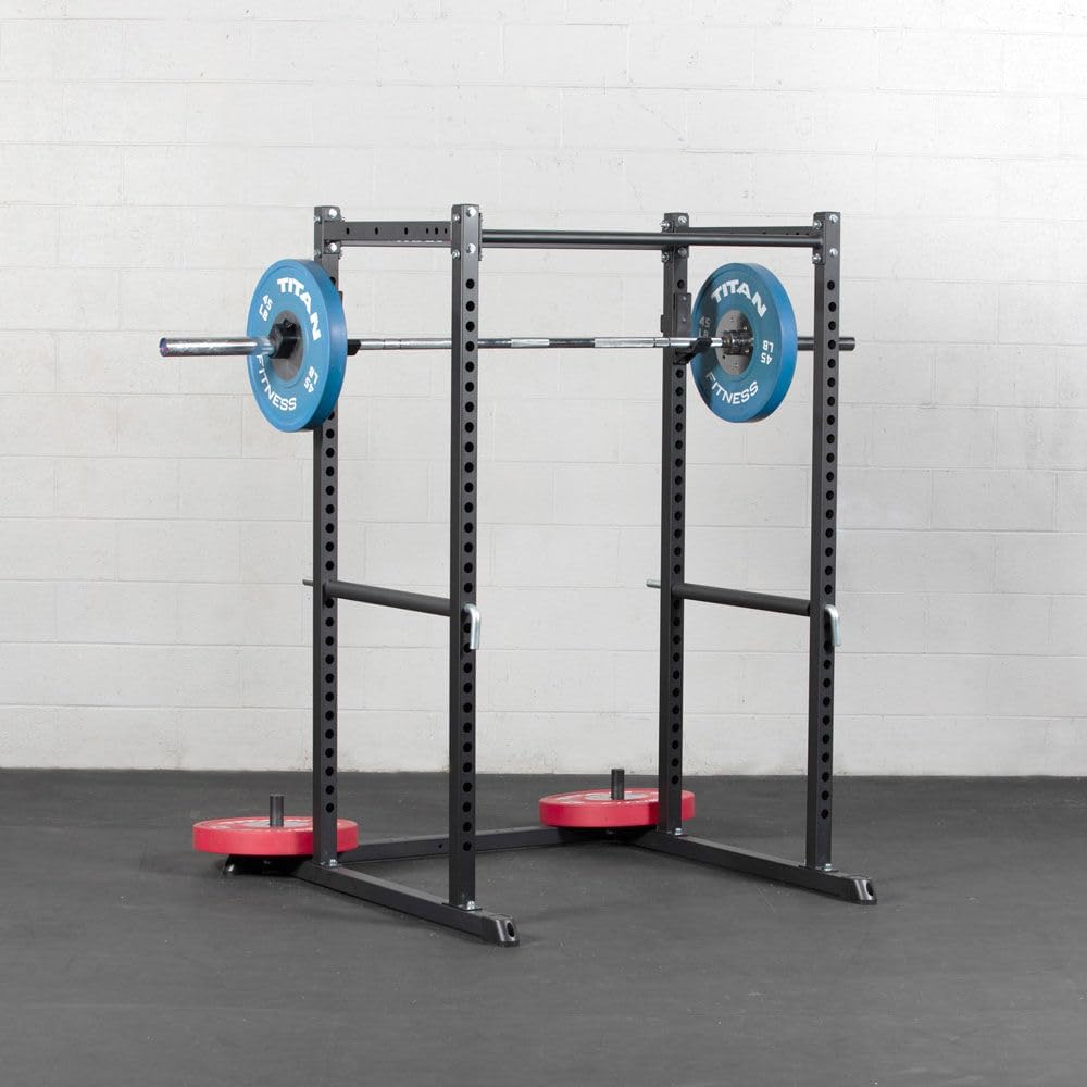 Titan Fitness T-2 Series Short 71 Power Rack, 850 LB Rackable Capacity, Skinny Pull Up Bar, Pin and Pipe Safeties, Standard J-Hooks, All In One Home Garage Gym for Weightlifting and Strength Training