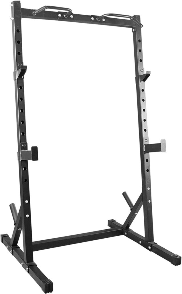 TANGNADE Heavy Duty Squat Stand Weight Lifting Workout Station, Adjustable Exercise Power Cage with J-Hooks, Dip Bar for Home Gym Fitness Equipment with Built in Floor Anchors Stability