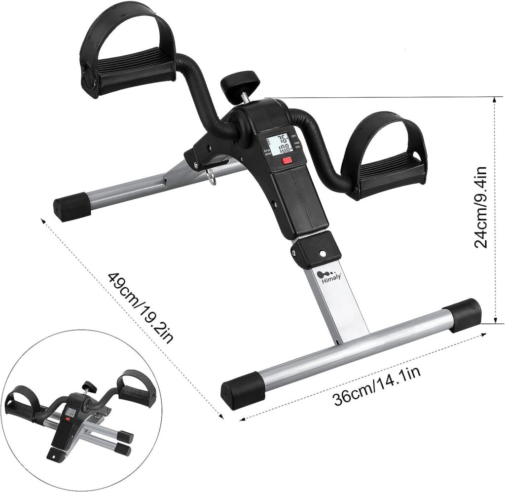 Folding Pedal Exerciser - Mini Exercise Bike Under Desk Bike Pedal Exerciser with LCD Display for Arms and Legs Workout, Portable Desk Bike Peddler Machine for Adults  Seniors