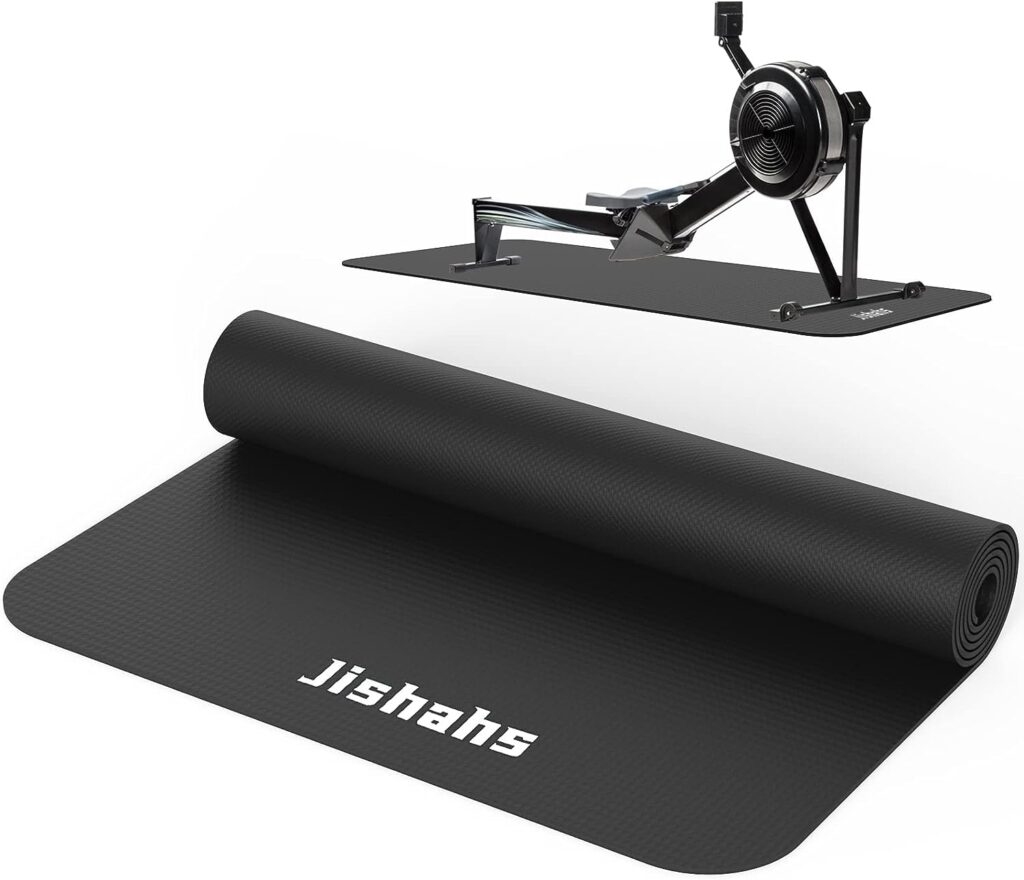 JISHAHS Universal Indoor Rowing Machine Mat- 8.5 x 2.3 FT Exercise Equipment Mat for Concept 2, Nordictrac, Sunny, Hydrow etc. Extra Long Non-Slip and Waterproof, Under Rower Floors Protection