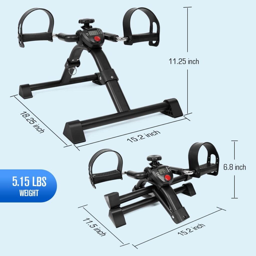 BOOKCYCLE Folding Pedal Exerciser, Mini Exercise Bike for Seniors Foot Hand Cycle Physical Therapy Rehab, Portable Under Desk Bike Peddler Machine for Arm Leg Exerciser while Sitting at Home Office