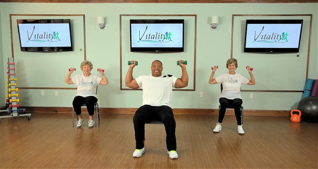 CHAIR EXERCISE DVD FOR SENIORS- Simply Seated is an invigorating Total Body Chair Workout. Warm up, Aerobic Endurance, Strengthening, Stretching. You will love this chair exercise for seniors DVDs