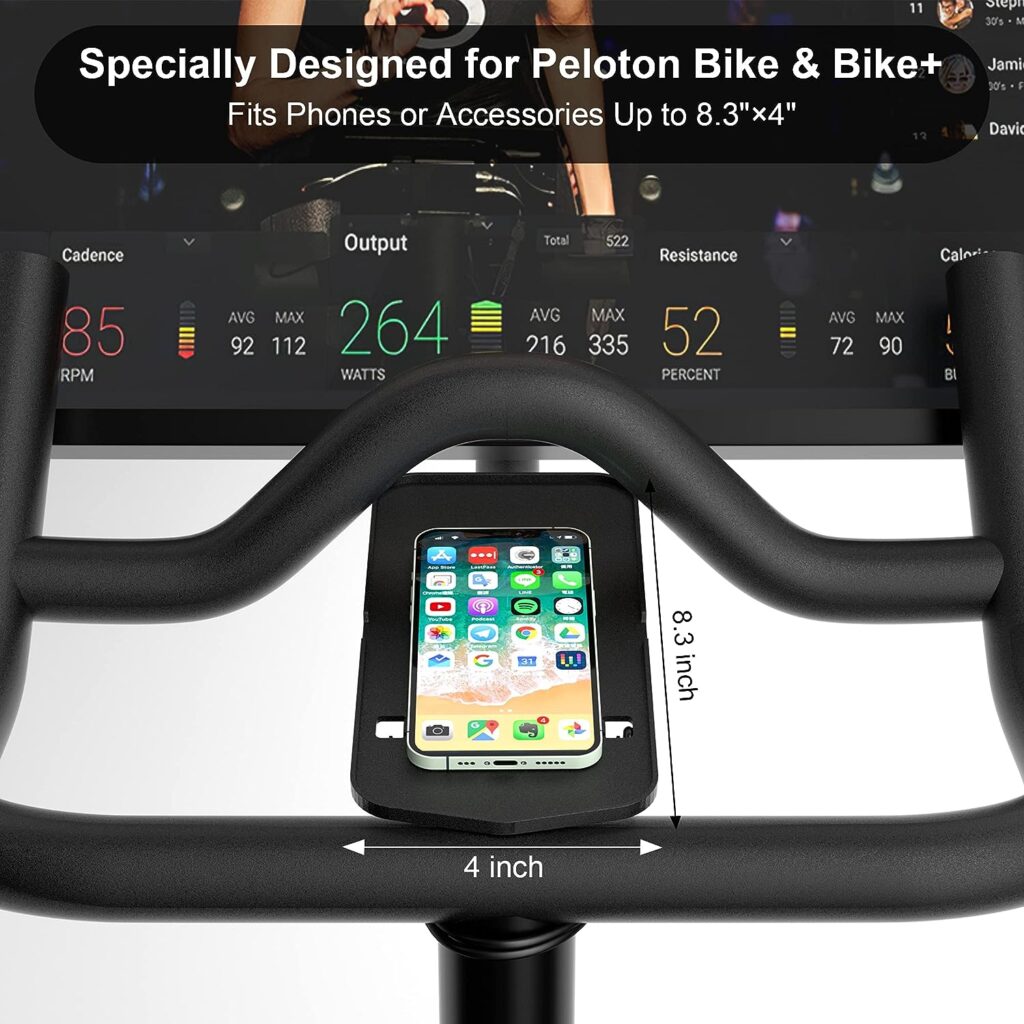 COOLWUFAN Phone Holder for Peloton Bike  Bike Handlebar Stable Anti-Slippery Phone Mount Tray Compatible with Peloton Bike, Bike+ Plus, Spin Bike, Accessories for Peloton (Easy Installation)