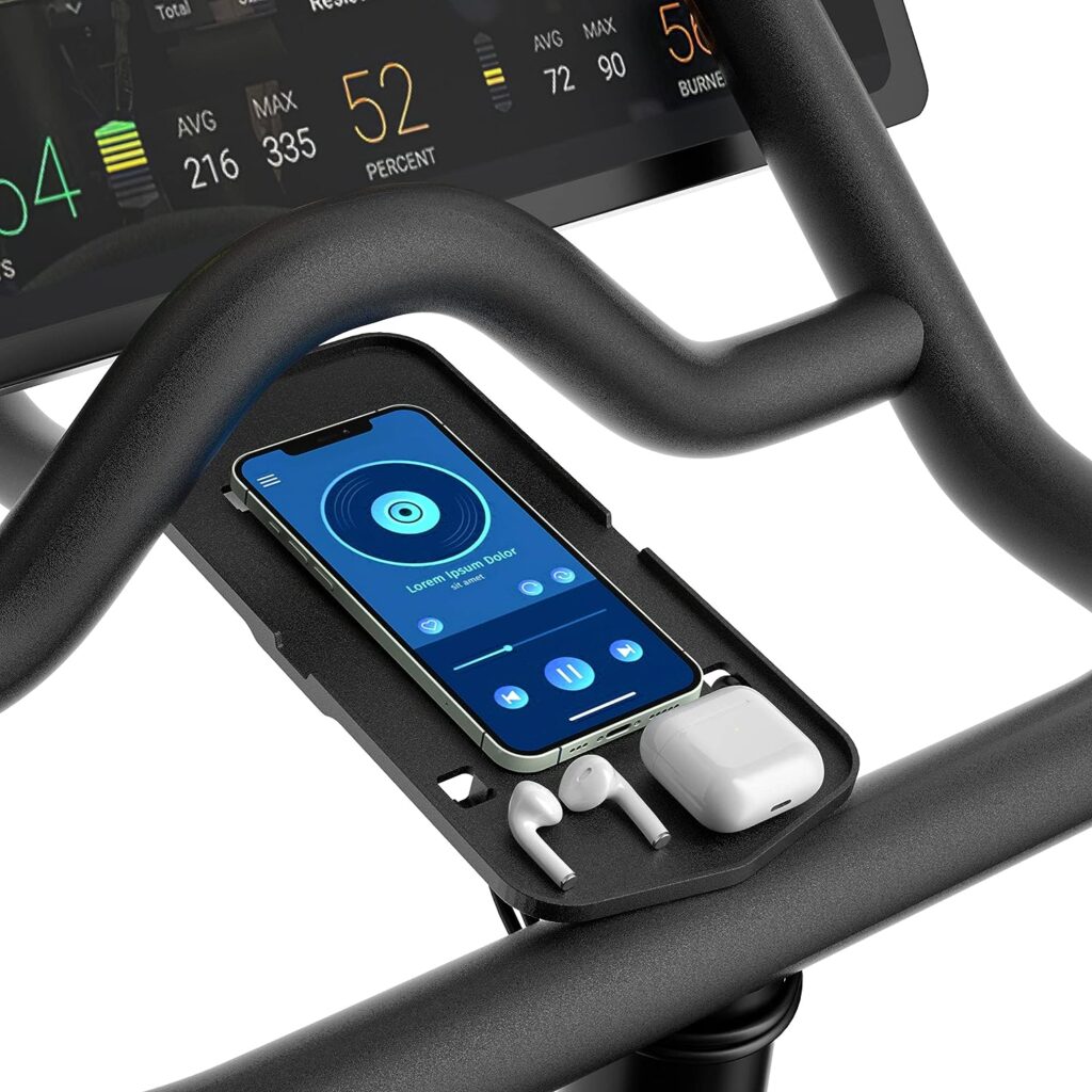 COOLWUFAN Phone Holder for Peloton Bike  Bike Handlebar Stable Anti-Slippery Phone Mount Tray Compatible with Peloton Bike, Bike+ Plus, Spin Bike, Accessories for Peloton (Easy Installation)