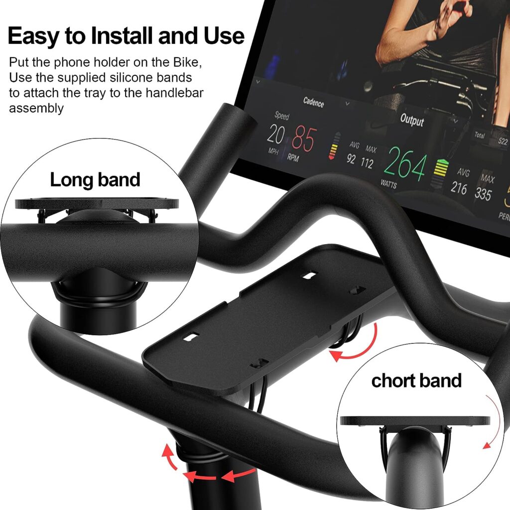 COOLWUFAN Phone Holder for Peloton Bike  Bike Handlebar Stable Anti-Slippery Phone Mount Tray Compatible with Peloton Bike, Bike+ Plus, Spin Bike, Accessories for Peloton (Easy Installation)