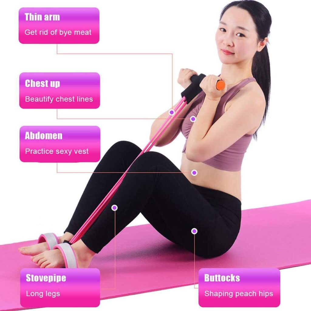 ECYC 6-Tube Sport Pedal Ankle Puller Fitness Resistance Bands Elastic Workout Band Sit Up Pull Rope Indoor Exercise Equipment