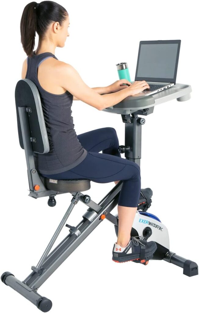 EXERPEUTIC EXERWORK 2000i Bluetooth Folding Exercise Desk Bike with 24 Workout Programs and Free App