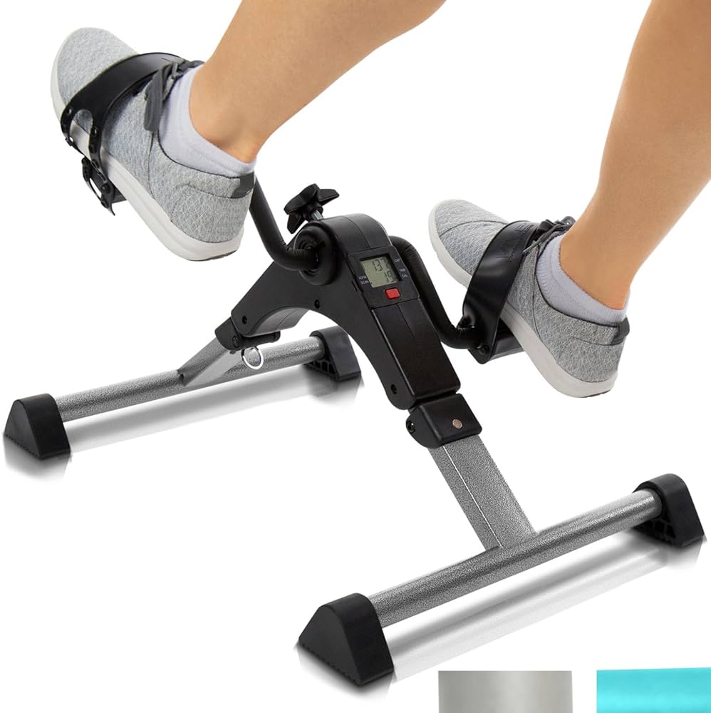 Folding Pedal Exerciser Mini Exercise Bike Portable Peddler Under Desk Bike with LCD Display for Arms and Legs Workout