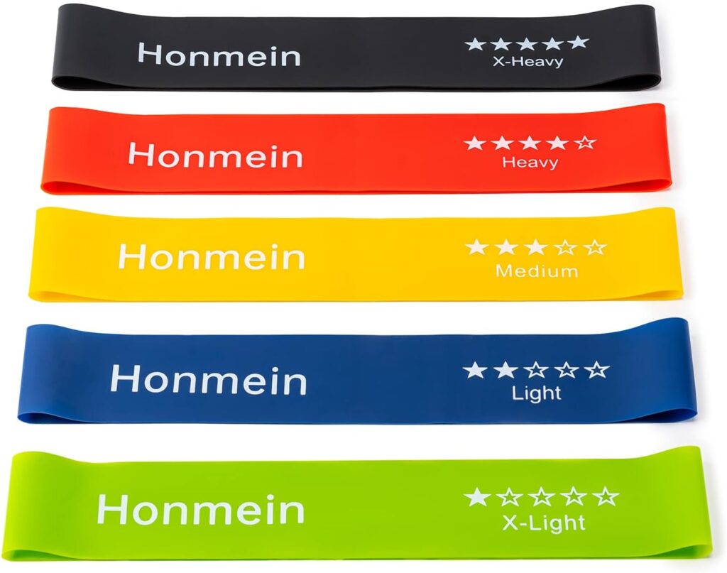 Honmein Resistance Bands for Working Out, Exercise Bands with 5 Resistance Levels Fit for Home Fitness, Strength Training, Natural Latex Resistance Band Include Instruction Guide and Carry Bag.…