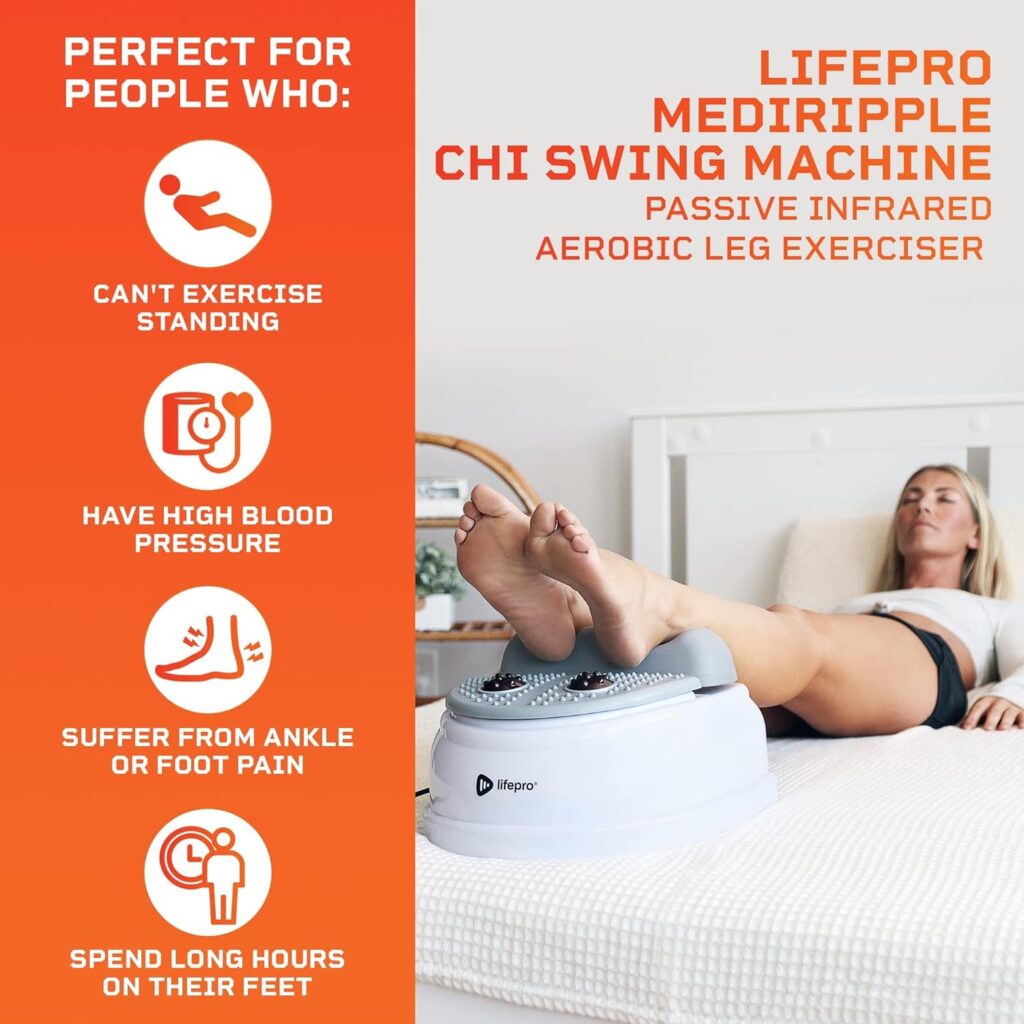 LifePro Chi Machine - Chi Swing Machine for Passive Aerobic Leg Exercises - Exercise While Sitting or Laying Down with The MediRipple Leg Shaker.