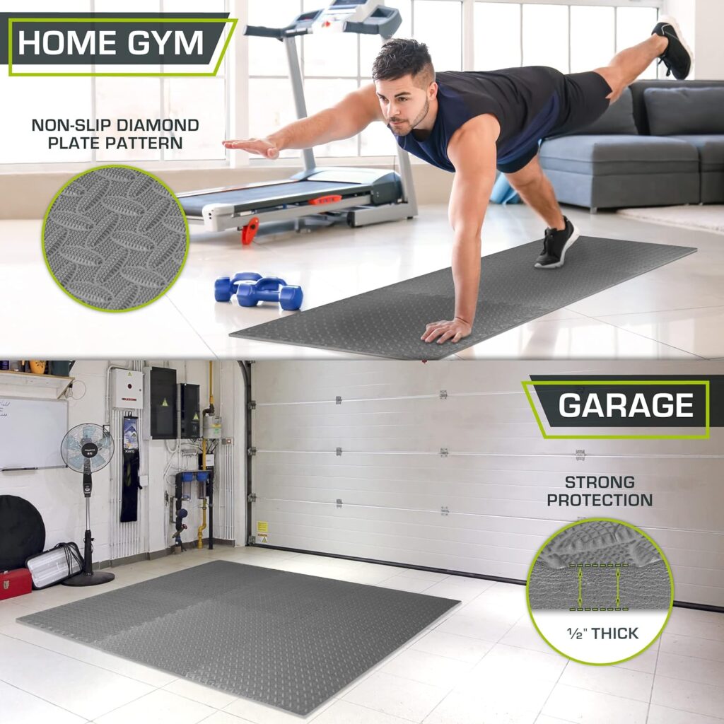 ProsourceFit Puzzle Exercise Mat ½”, EVA Interlocking Foam Floor Tiles for Home Gym, Mat for Home Workout Equipment, Floor Padding for Kids, Available in Packs of 24 SQ FT, 48 SQ FT, 144 SQ FT