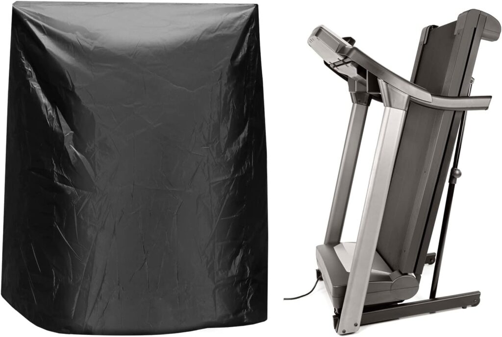 QWORK Black Treadmill Cover - Waterproof and Durable 46 L x 38 W x 66 H - Suitable for Most Folding Treadmills - Comes with Storage Bag