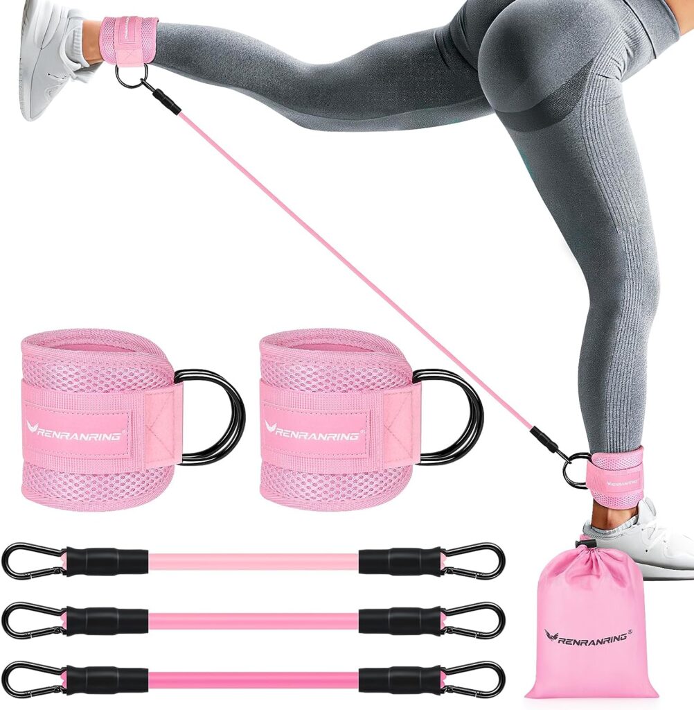 RENRANRING Ankle Resistance Bands with Cuffs, Ankle Bands for Working Out, Ankle Resistance Band, Glutes Workout Equipment, Butt Exercise Equipment for Women Legs and Glutes