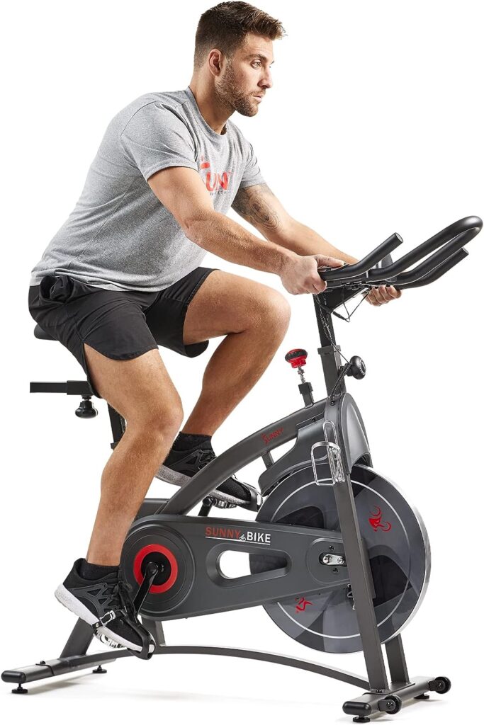 Sunny Health  Fitness Endurance Indoor Cycling Exercise Bike with Magnetic Resistance and Optional Exclusive SunnyFit™ App and Smart Bluetooth Connectivity, 265 LB Weight Capacity