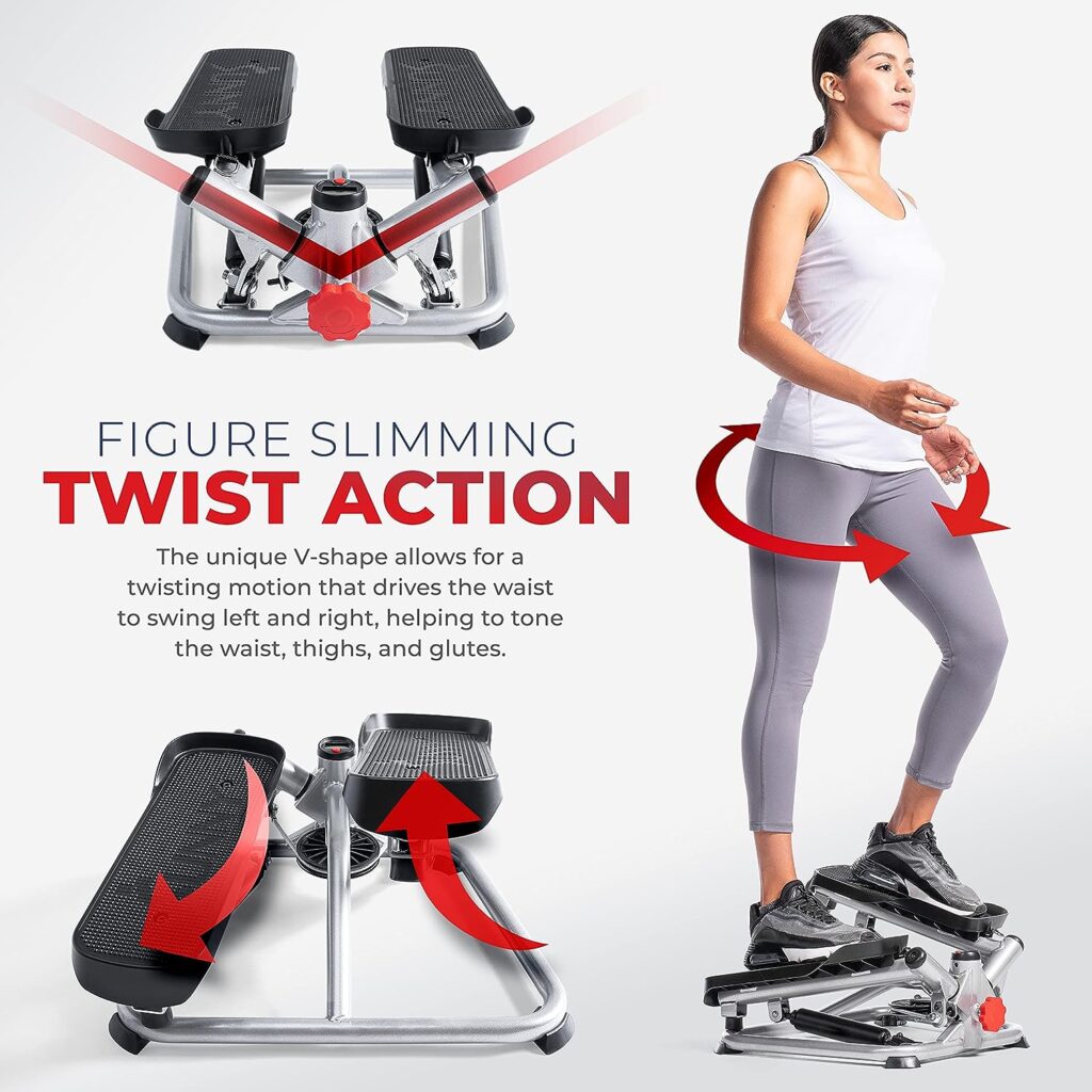 Sunny Health  Fitness Twist Stepper Machine with Resistance Bands