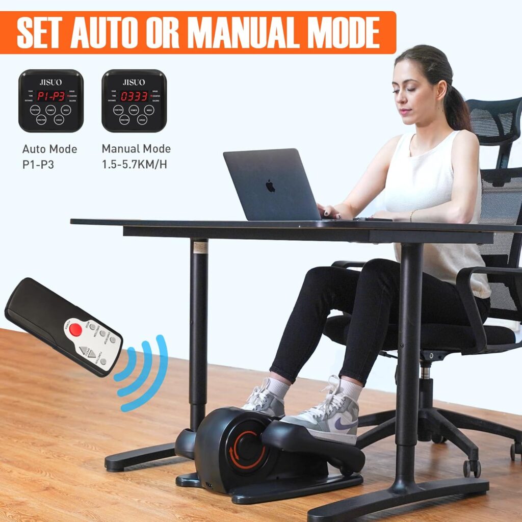 Under Desk Elliptical Machine, Mini Compact with Non-Slip Elliptical Pedal, Display Monitor and Remote Control, Exerciser for Seniors Adults and Teens