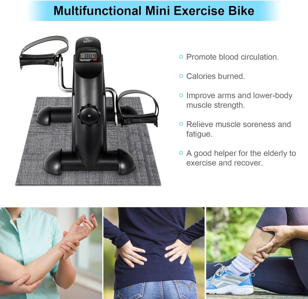 Uten Mini Exercise Bike, Under Desk Bike, Arm  Leg Peddler Machine with LCD Screen Displays, Portable Cycle