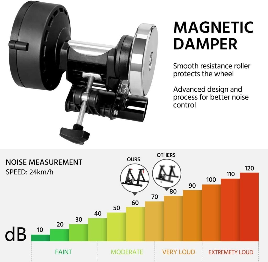 Yaheetech Magnetic Bike Trainer Stand w/ 6 Speed Level Wire Control Adjuster,Noise Reduction,Quick-Release  Front Wheel Riser Resistance Foldable Bicycle Exercise Stand for Mountain  Road Bikes