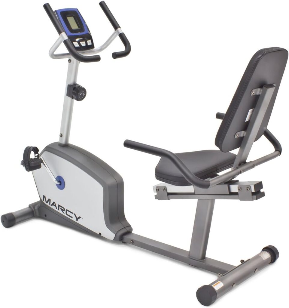 Marcy Recumbent Exercise Bike with Adjustable Seat and 8 Resistance Levels, 300 Pound Capacity NS-1201R