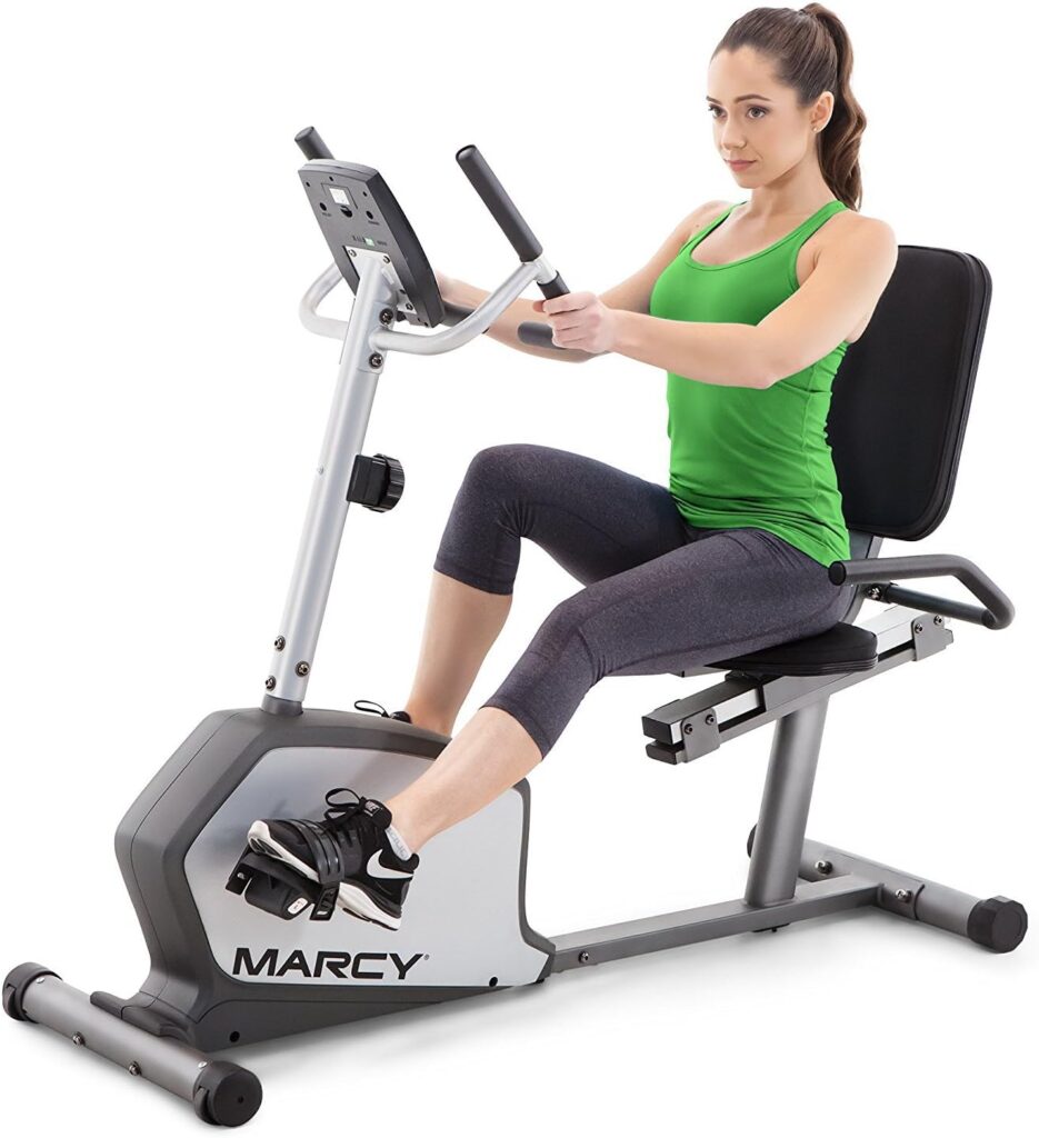 Marcy Recumbent Exercise Bike with Adjustable Seat and 8 Resistance Levels, 300 Pound Capacity NS-1201R