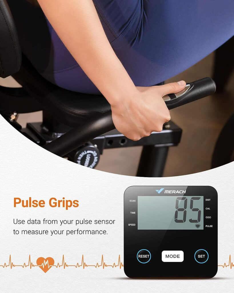 MERACH Recumbent Exercise Bike for Home with Smart Bluetooth and Exclusive App Connectivity, LCD, Heart Rate Handle, Magnetic Recumbent Bikes S08/S19