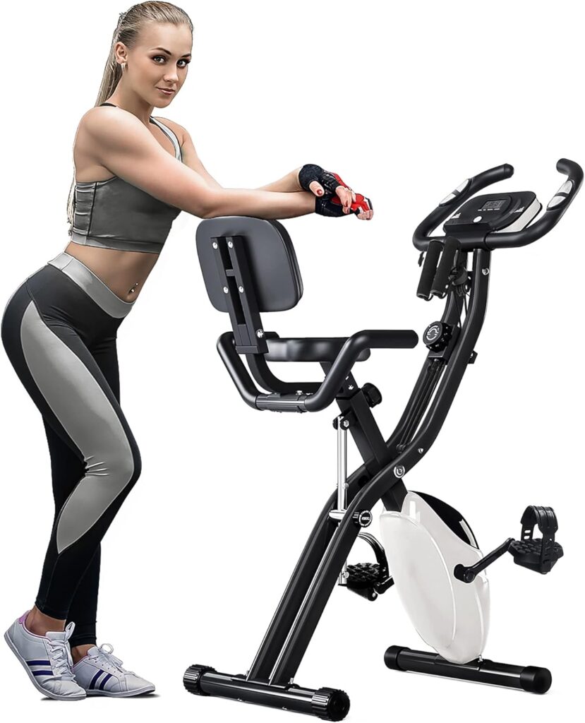 Merax 3 in 1 Adjustable Folding Exercise Bike Convertible Magnetic Upright Recumbent Bike with Arm Bands