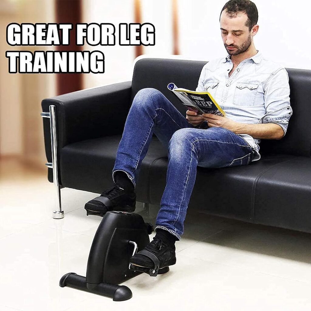 Mini Exercise Bike, AGM Under Desk Bike Pedal Exerciser Foot Cycle Arm  Leg Pedal Exerciser with LCD Screen Displays