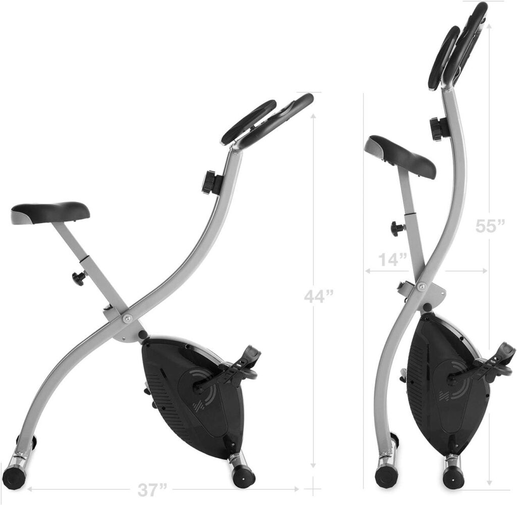 Node Fitness Indoor Cycling Bike - Folding, Upright Stationary Exercise Cycle with Magnetic Resistance