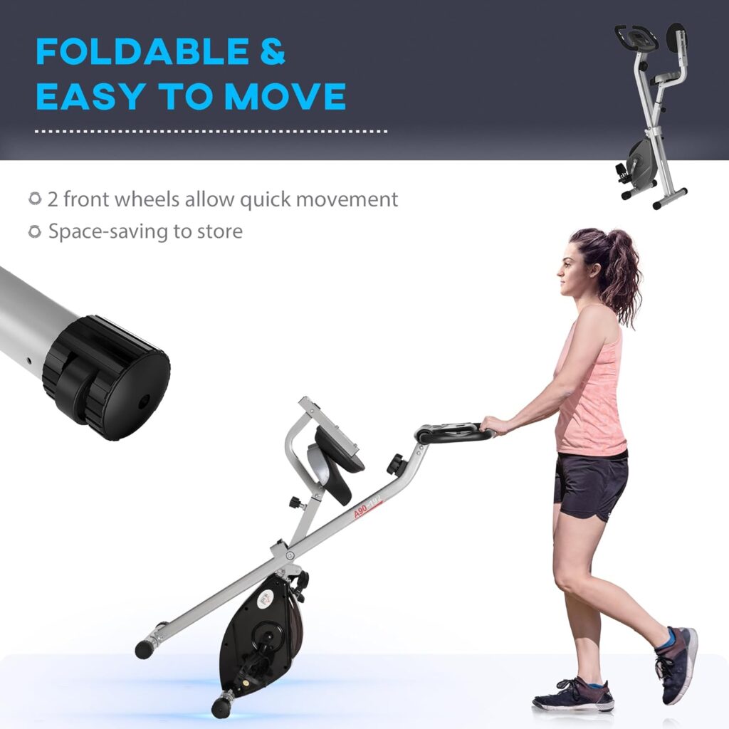 Soozier Foldable Upright Training Exercise Bike Indoor Stationary X Bike with 8 Levels of Magnetic Resistance for Aerobic Exercise, Yellow