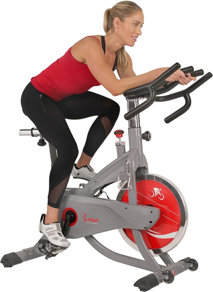 Sunny Health  Fitness AeroPro Indoor Cycling Exercise Bike with 44 LB Flywheel and Magnetic Resistance - SF-B1711, Grey