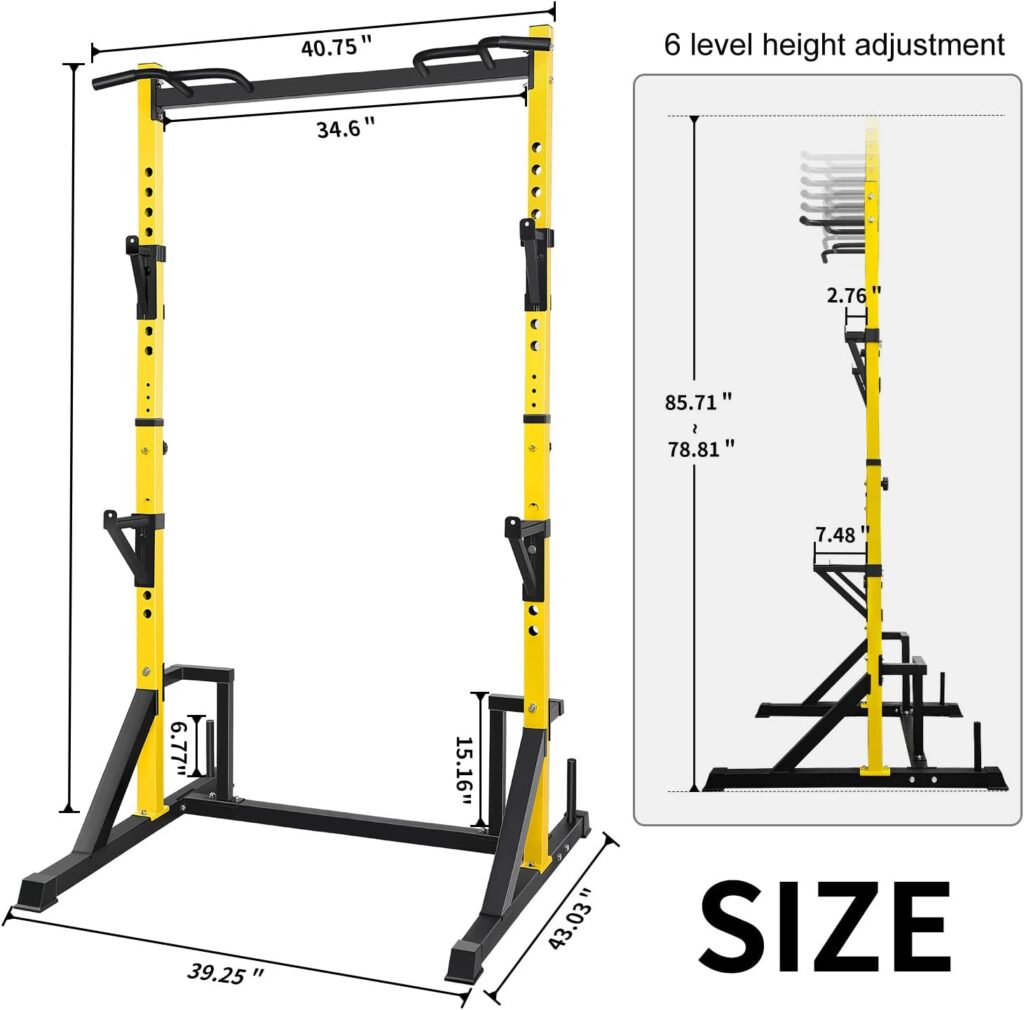 CANPA Multifunction Power Rack with Pull up Bar, Heavy Capacity and Adjustable Squat Stand Rack for Home Gym Equipment, Power Rack Cage