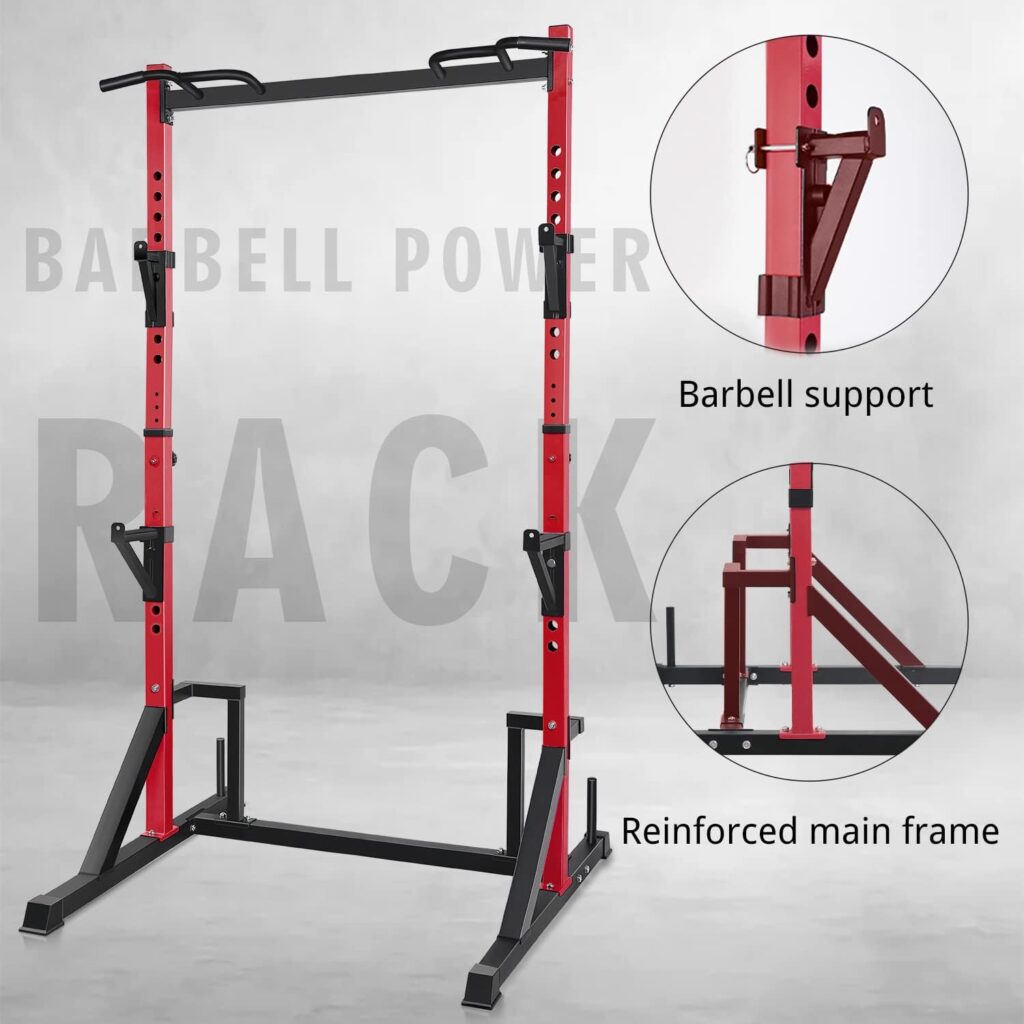 CANPA Multifunction Power Rack with Pull up Bar, Heavy Capacity and Adjustable Squat Stand Rack for Home Gym Equipment, Power Rack Cage