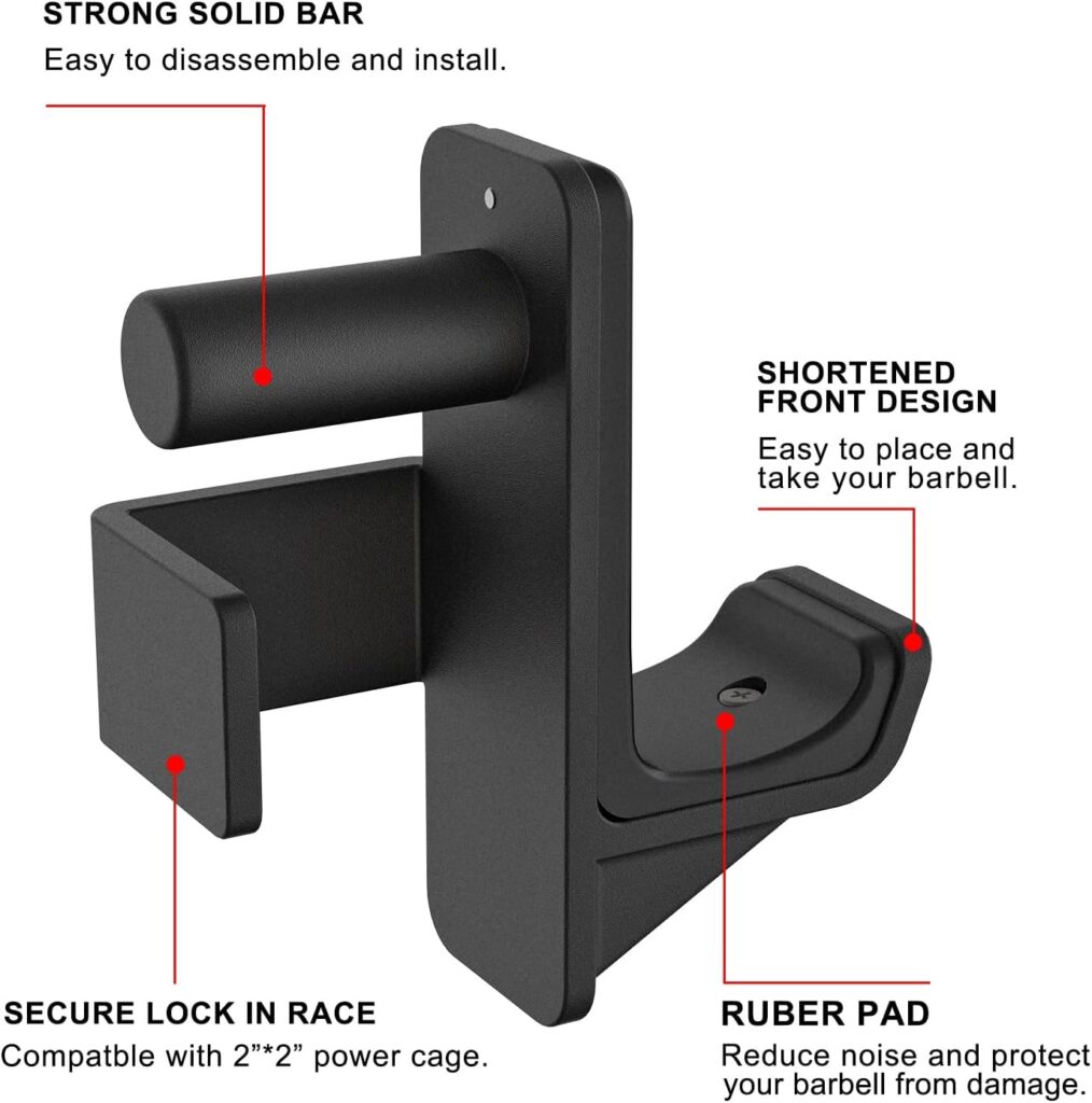 Kipika J-Hooks for 2x2and 3x3 Power Rack - Bottom Reinforced Steel Hooks with Rubber Pad - Set of 2