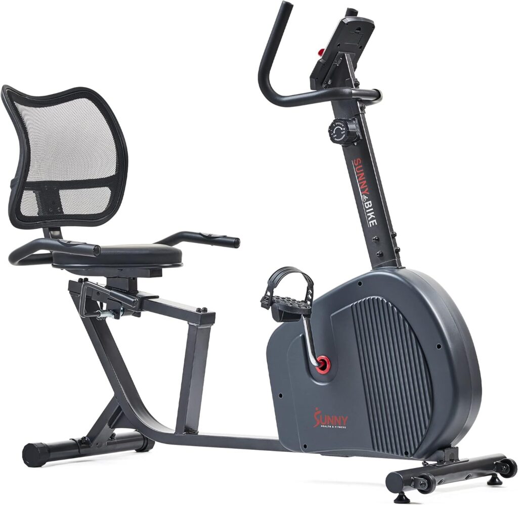 Sunny Health  Fitness Recumbent Exercise Bike w/Optional Exclusive SunnyFit™ App and Enhanced Bluetooth Connectivity